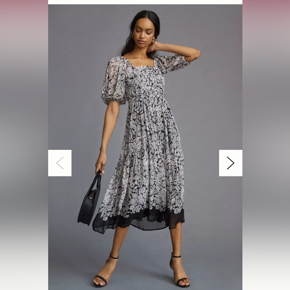 Anthropologie Black and White Long Sleeve Dress